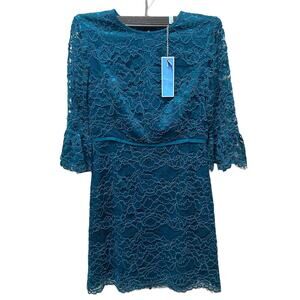 Draper James NWT Deep Teal Bell-Sleeve Lace Cocktail Dress Size 2